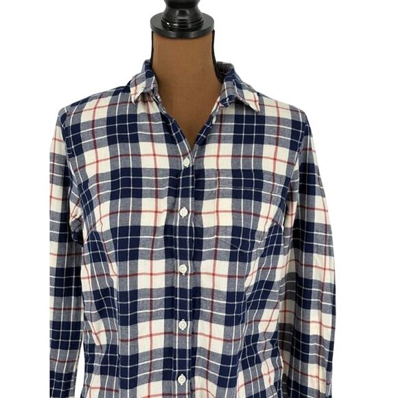 J. Crew Plaid Fitted Flannel Shirt in Blue and Red – Size Small - Picture 2 of 8